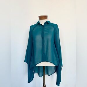 Lush Teal Sheer Blouse